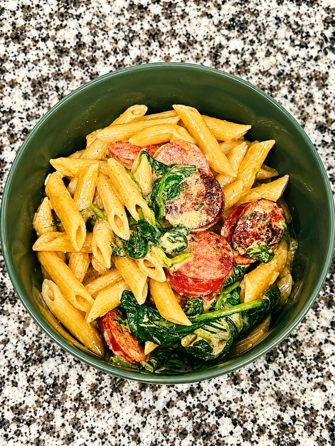 Smokey Creamy Sausage and Spinach Pasta